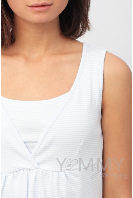 Комплект халат с сорочкой голубой с белой полоской