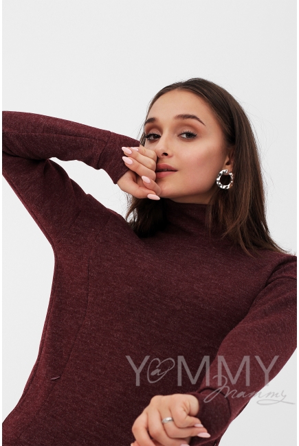 Костюм для кормящих и беременных из плотного вязанного трикотажа, бургунди