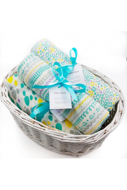 Муслиновая пеленка для новорожденных Adam Stork большая, Lovely Stars