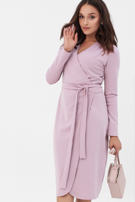 Платье для беременных и кормящих миди на запах, цвет светло-лиловый