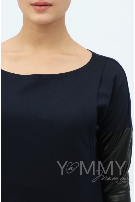 Платье-туника темно-синее для беременных