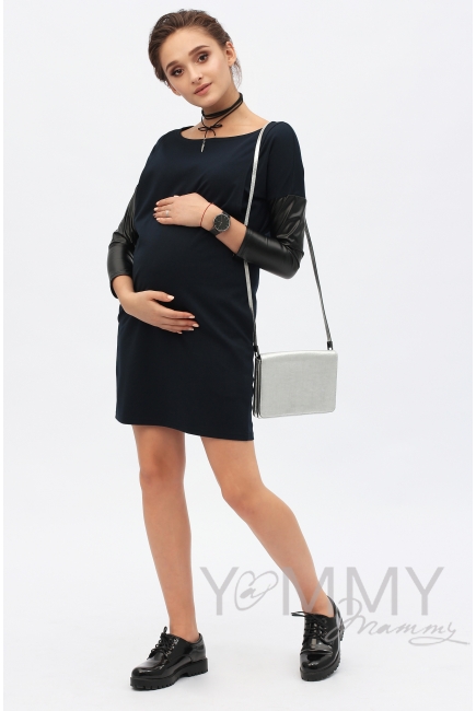Платье-туника темно-синее для беременных