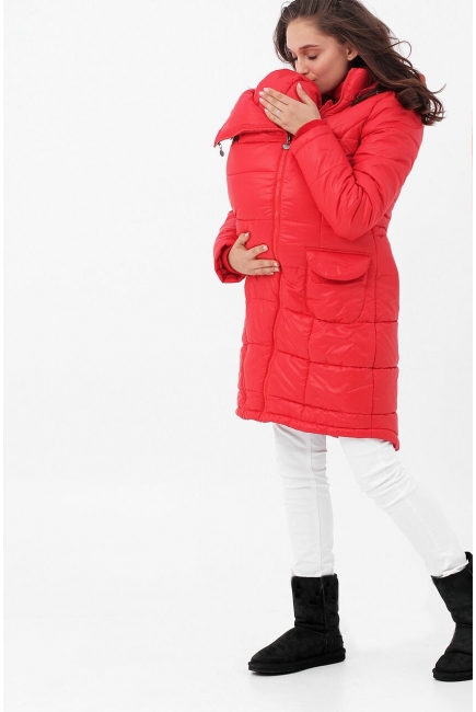 Слингопальто-слингокуртка зимняя 3 в 1, цвет красное