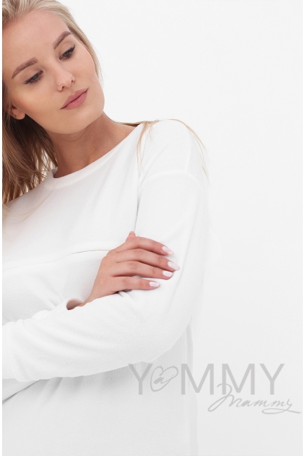 Толстовка для кормящих и беременных флисовая, белая