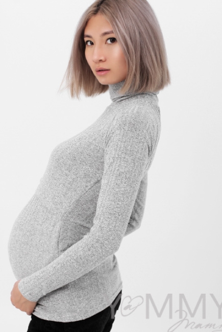 Водолазка для кормящих и беременных, серый меланж