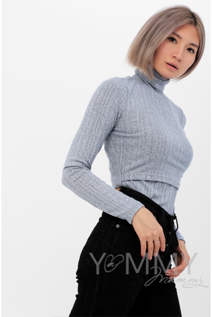 Водолазка для беременных и кормящих, цвет голубой меланж