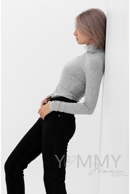 Водолазка для кормящих и беременных, серый меланж