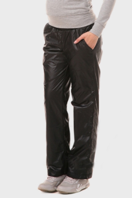 Брюки для беременных и после родов, на флисовой подкладке универсальные черные с блеском