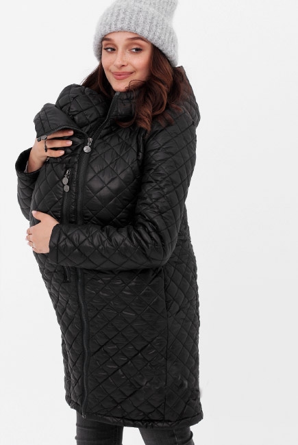 Слингокуртка зимняя 3 в 1, черная стеганая