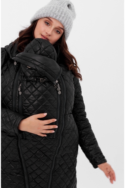 Слингокуртка зимняя 3 в 1, черная стеганая