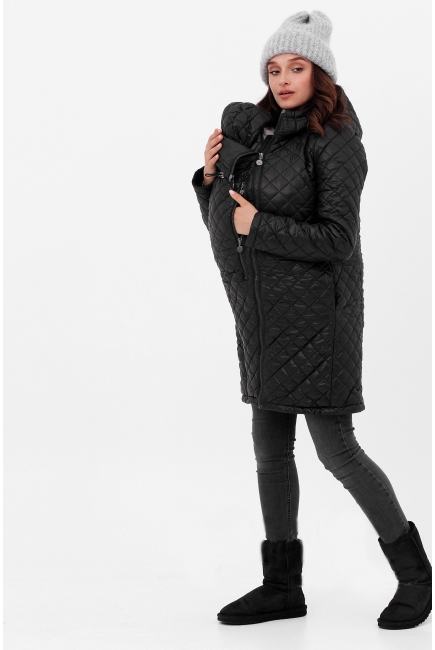 Слингокуртка зимняя 3 в 1, черная стеганая