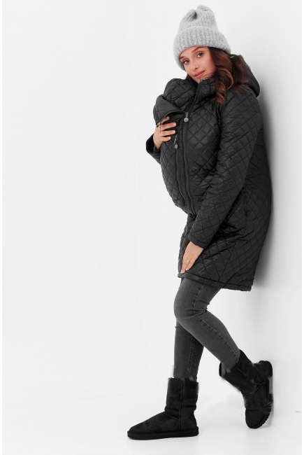 Слингокуртка зимняя 3 в 1, черная стеганая