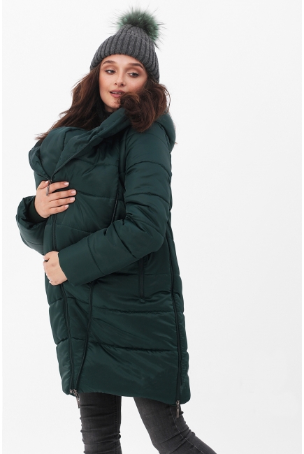 Слингокуртка-трансформер зимняя 3 в 1, зеленая