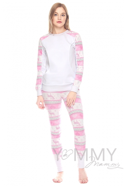 Комплект для дома экрю с принтом олени