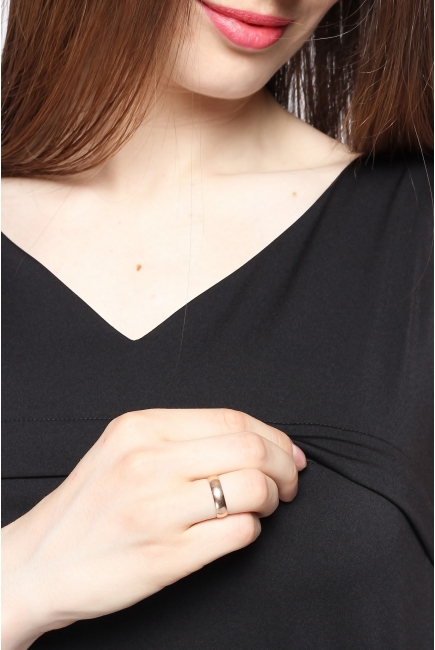 Блуза для беременных и кормящих, черная с кружевом