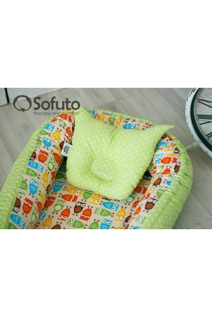 Кокон-гнездышко для новорожденных Babynest Owl sand