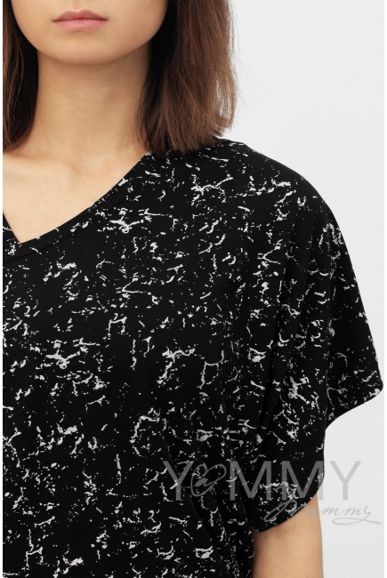 Блуза для беременных и кормящих со спущенным плечом, черный