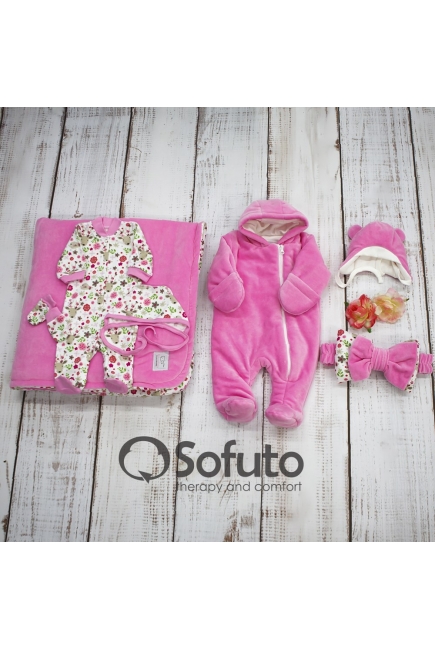 Комплект на выписку для новорожденных холодная зима Flowers (7 предметов)