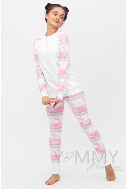 Комплект для дома экрю с принтом олени