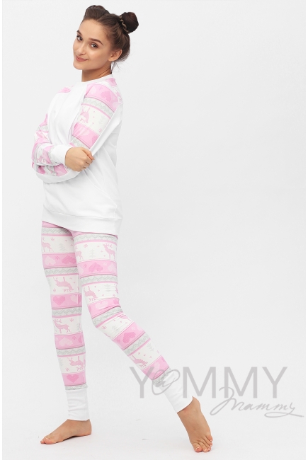 Комплект для дома экрю с принтом олени