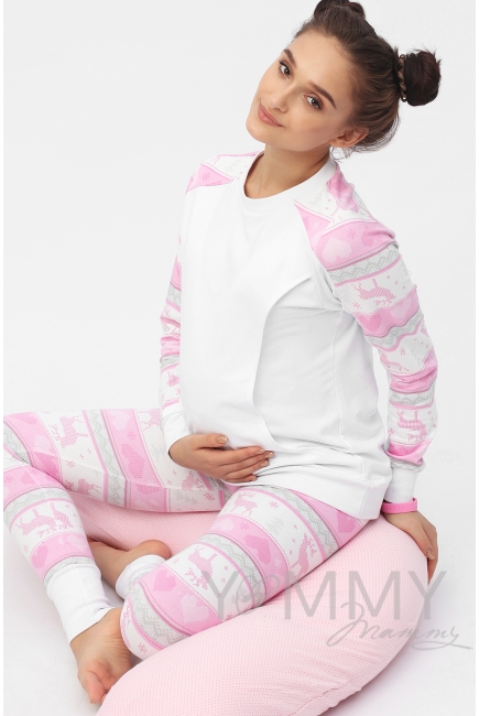 Комплект для дома экрю с принтом олени