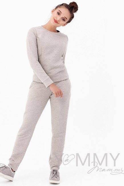 Костюм для кормящих и беременных, бежевый меланж