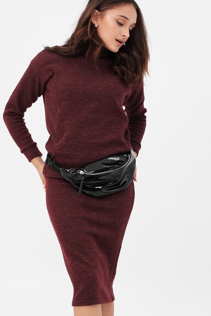 Костюм для беременных и кормящих утепленный джемпер + юбка, цвет бургунди