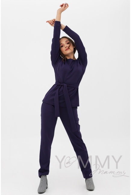 Костюм для беременных и кормящих из плотной вискозы, цвет фиалковый