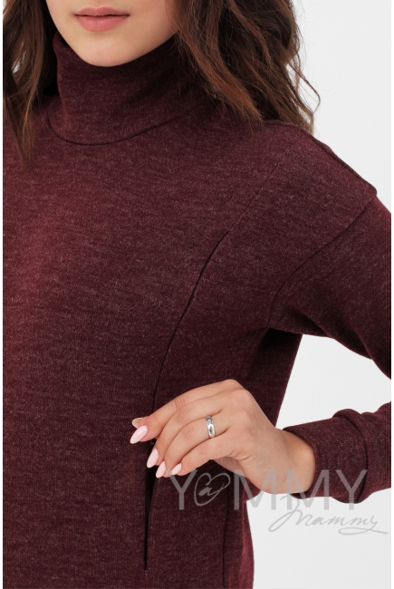 Костюм для кормящих и беременных из плотного вязанного трикотажа, бургунди