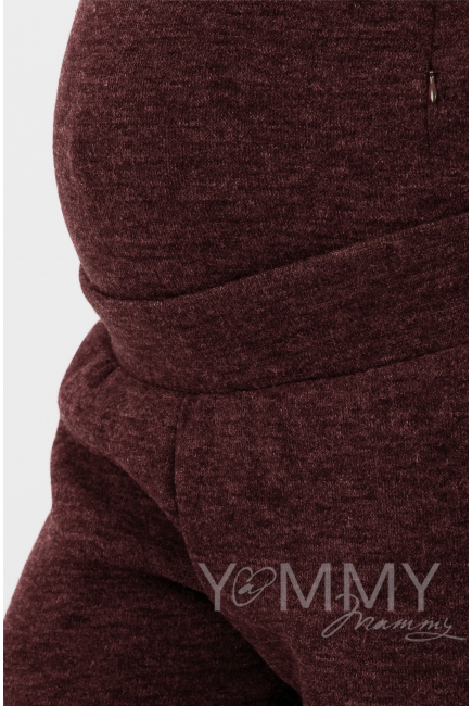 Костюм для кормящих и беременных из плотного вязанного трикотажа, бургунди
