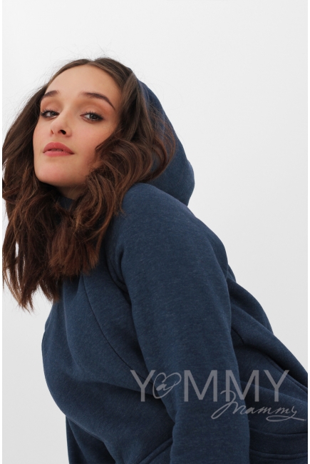 Костюм для беременных и кормящих с начесом, синий меланж