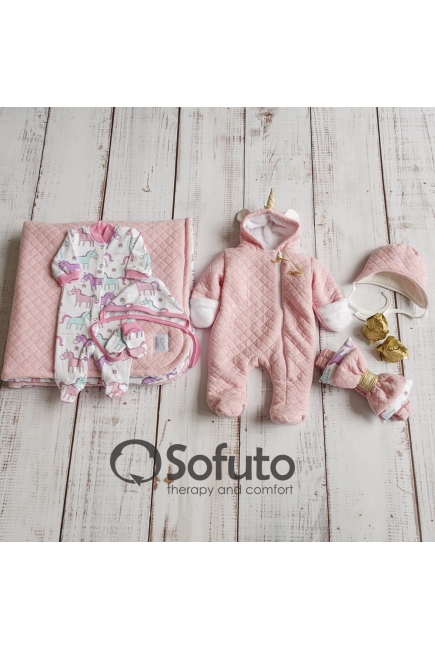 Комплект на выписку из роддома холодная зима Magic unicorn (7 предметов)