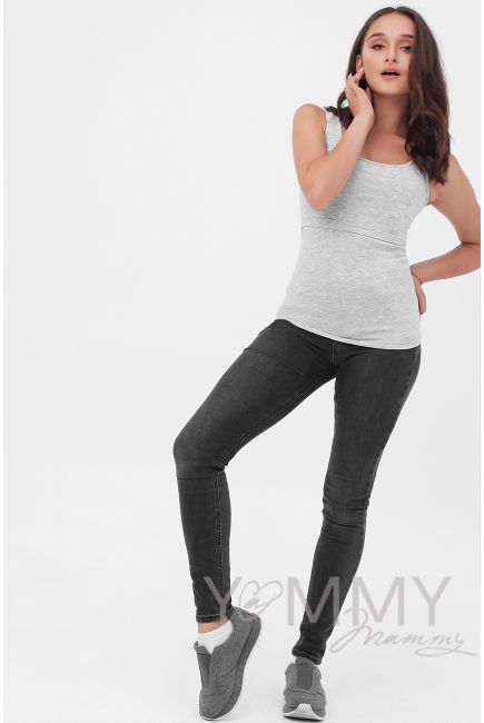 Майка для кормящих и беременных, серый меланж