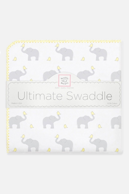 Фланелевая пеленка для новорожденного SwaddleDesigns, PY Elephants/Chicks