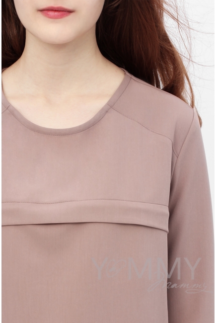 Платье для беременных и кормящих с кружевом, капучино