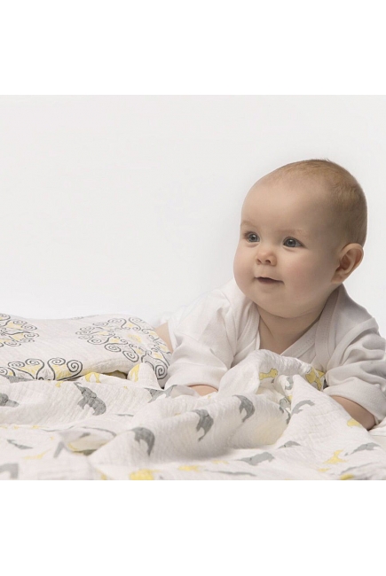 Пеленка детская тонкая SwaddleDesigns Маркизет SC Giraffe/Elephant