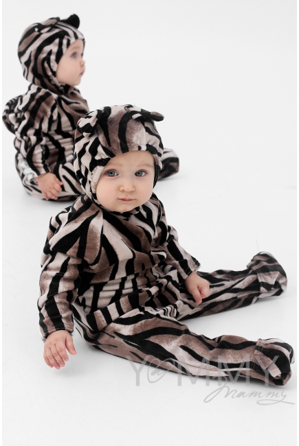 Комбинезон (поддева) флисовый "Тигрёнок", коричневый/черный