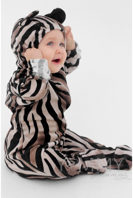 Комбинезон (поддева) флисовый "Тигрёнок", коричневый/черный