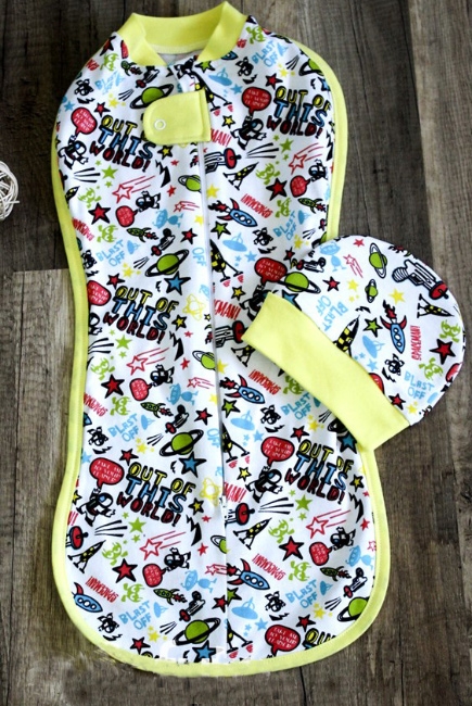 Пеленка кокон для детей трикотажная утепленная, Swaddler Cosmos