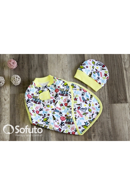 Пеленка кокон для детей трикотажная утепленная, Swaddler Cosmos