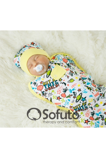 Пеленка кокон для детей трикотажная утепленная, Swaddler Cosmos