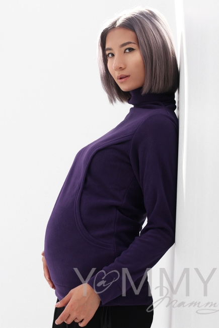 Толстовка для кормящих и беременных флисовая, фиолетовая