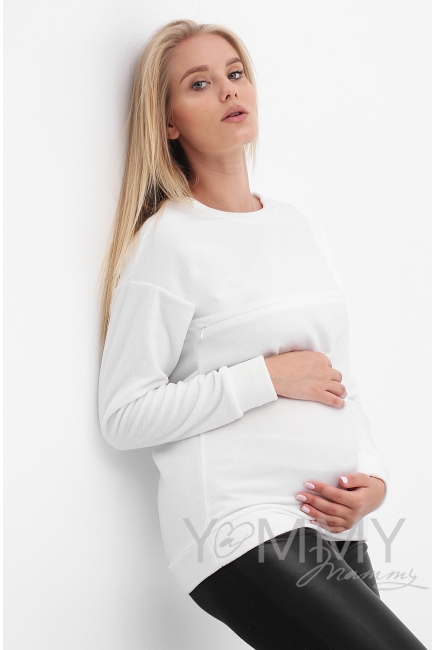 Толстовка для кормящих и беременных флисовая, белая