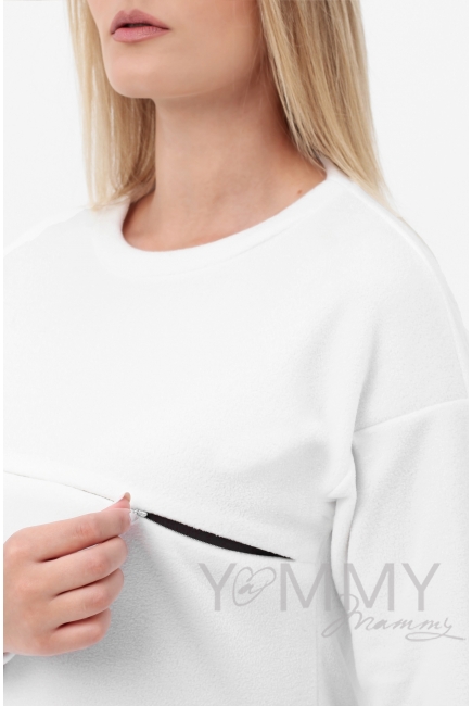 Толстовка для кормящих и беременных флисовая, белая