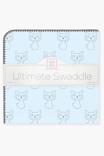 Фланелевая пеленка для новорожденных Swaddle Designs, Ultimate Gray Fox Pstl Blue