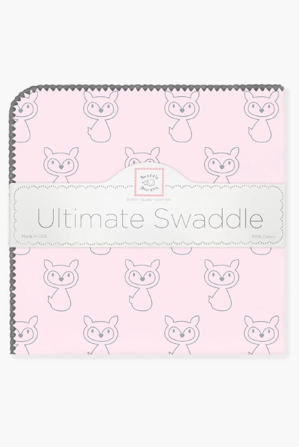 Пеленка фланелевая для новорожденных Swaddle Designs Ultimate Gray Fox Pstl Pink