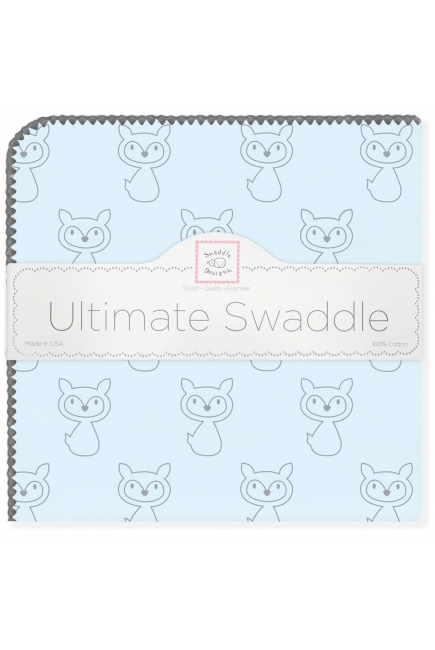 Фланелевая пеленка для новорожденных Swaddle Designs, Ultimate Gray Fox Pstl Blue