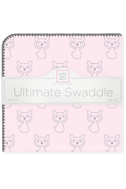 Пеленка фланелевая для новорожденных Swaddle Designs Ultimate Gray Fox Pstl Pink