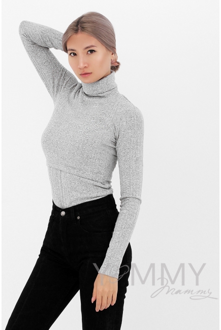 Водолазка для кормящих и беременных, серый меланж