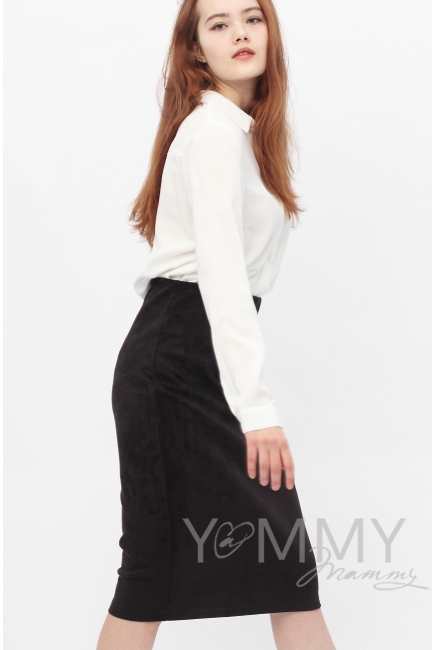 Юбка-карандаш для кормящих и  беременных из замши, графит